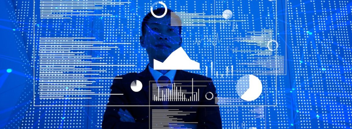 Manipulating big data - stock photo